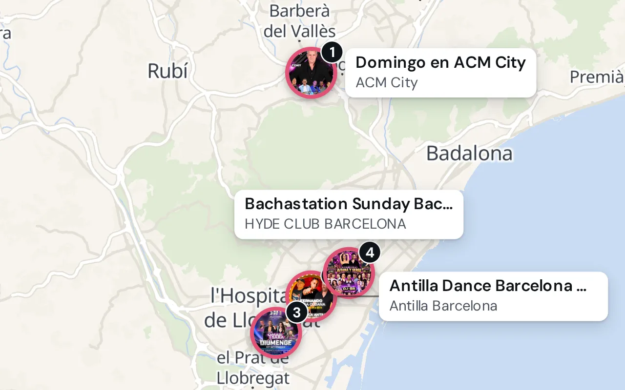 Bachata socials vanavond in Barcelona: ACM City, Antilla Barcelona, Salamandra, HYDE CLUB BARCELONA