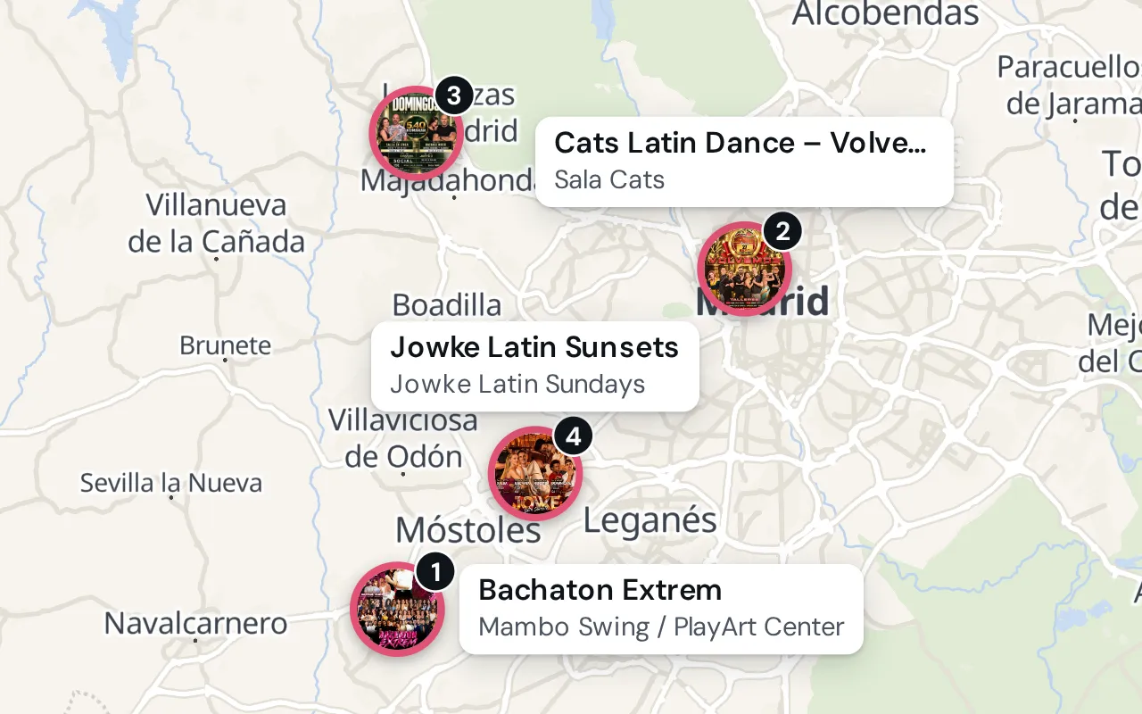Les soirées bachata de ce soir à Madrid&nbsp;: Mambo Swing / PlayArt Center, Sala Cats, Kumarah Club, Jowke Latin Sundays